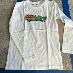 New with tags, crewcuts boys pumpkin truck graphic long sleeve t-shirt size S.